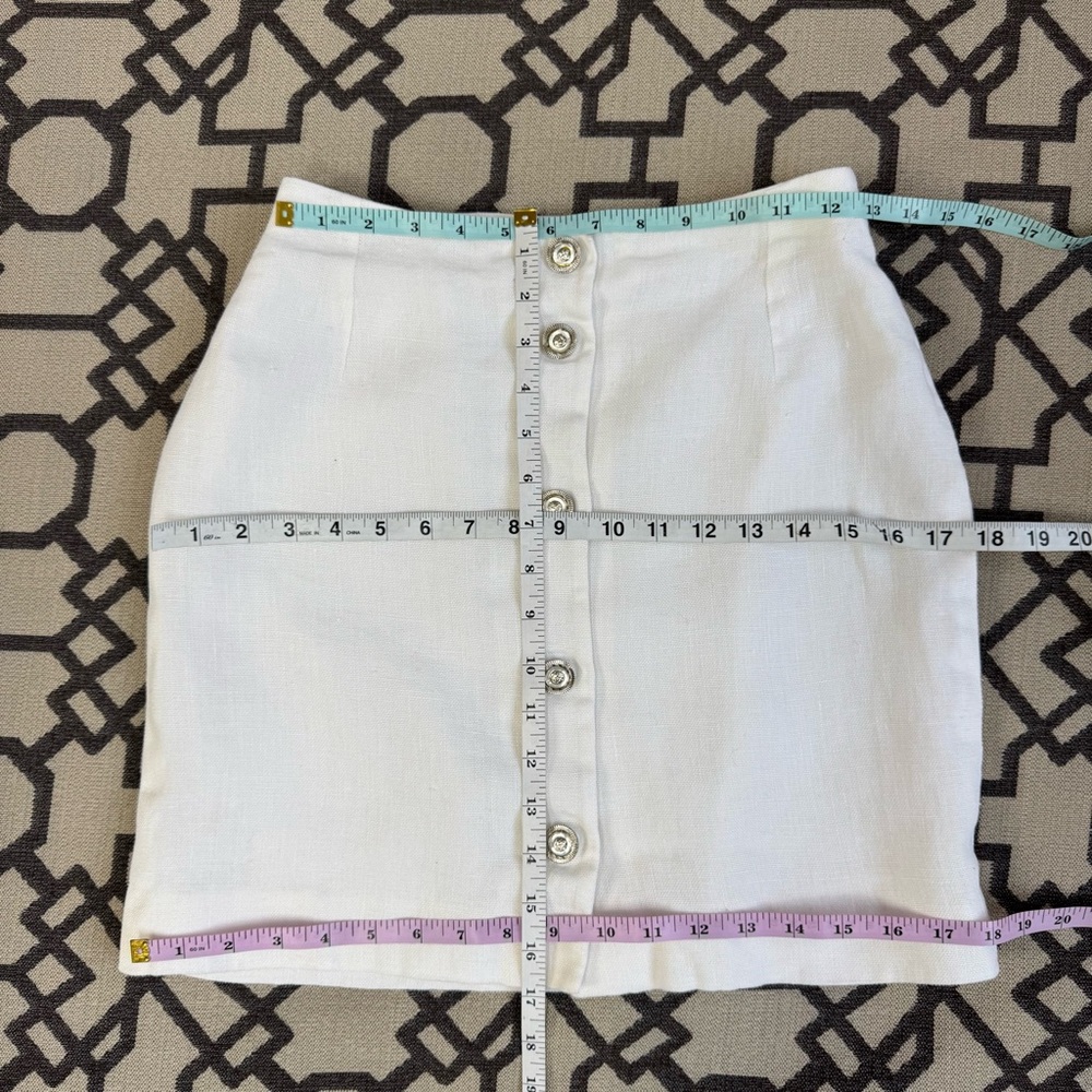 Gianni Versace Linen Button Front Skirt Medusa White Sz 40 S - Picture 9 of 16